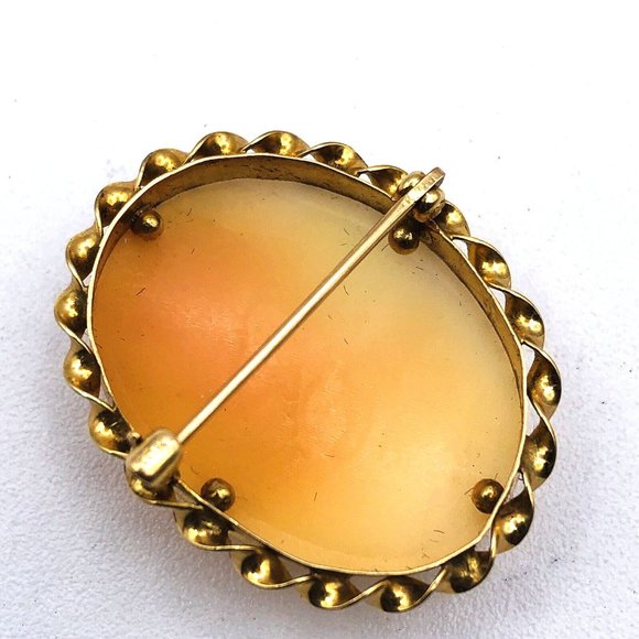 Antique 10K Yellow Gold Cameo Brooch Pin Carved Shell Not Scrap - Picture 4 of 8